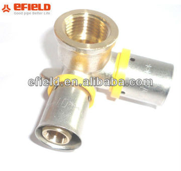 90 degree Tee with plate (brass press fittings) for multilayer pipes