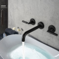 Wall mounted double lever double control bathroom faucet