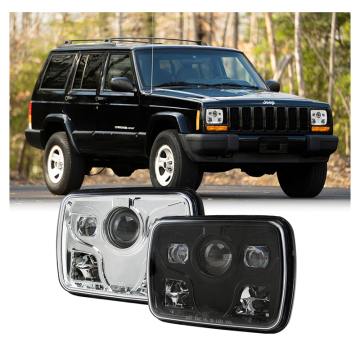 DOT εγκεκριμένους προβολείς LED για Jeep XJ Cherokee - Χαμηλή/Υψηλή Πλατεία Beam Square Design
