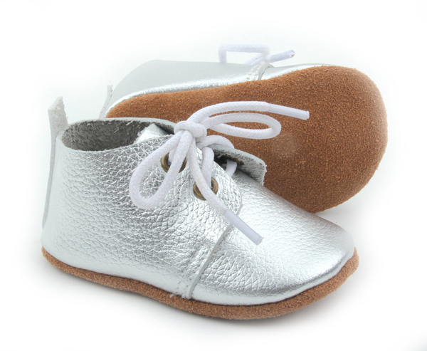 Hot Selling Real Leather Silver Baby Oxford Shoes