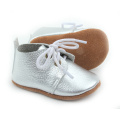 Hot sælgende ægte læder sølv baby Oxford sko
