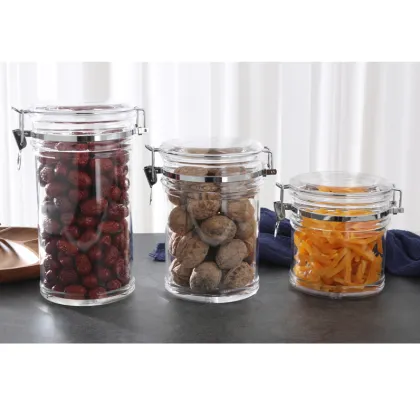 Metal-Locked Silicon-Sealed Plastic Candy Jars 1400ml - Plastic Pickle Jars & Nut Mason Jars
