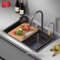 Lizhen 2024 New Hot Sale Stainless Steel Kitchen Sink with Wide Mouth Waterfall Hidden Basin Faucet