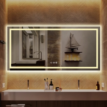 Hotel Multi-functions Defogger LED Bathroom Mirror with Digital Clock