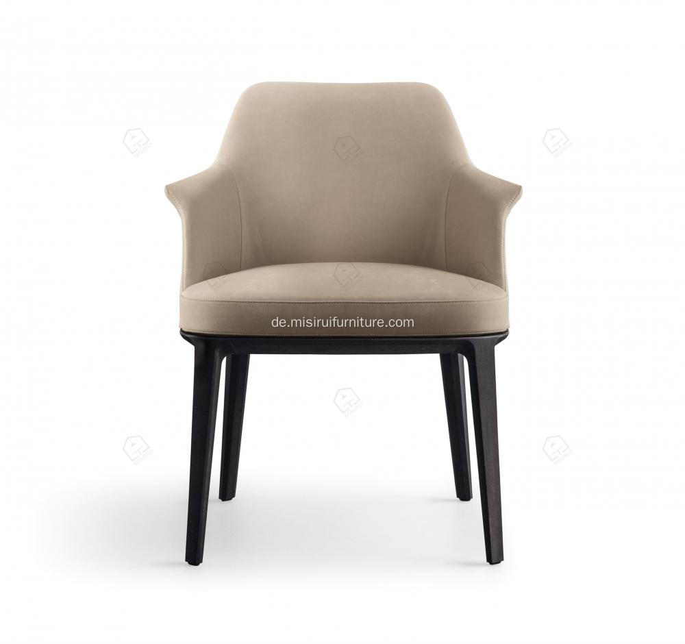 Italienische minimalistische Reis weiße Leder -Single Sophie -Stühle