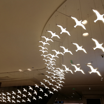 Indoor Glass Bird Shape LED Chandelier Pendant Light