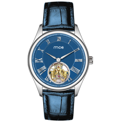Custom logo stainless steel mechanical skeleton man watch