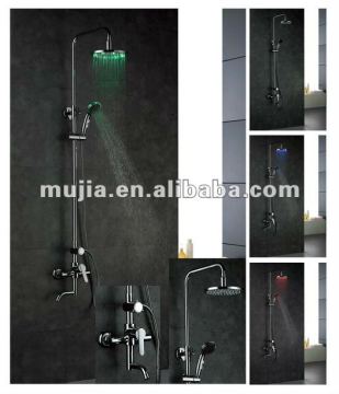 LED 3 Color Changing Temperature Control Rain Shower Faucet