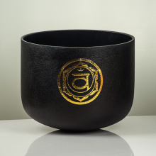 Black Crystal Singing Bowl with Golden Sacral Chakra