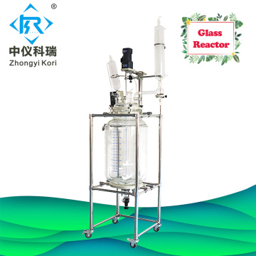 Lab chemical heating cooling glass reactor 100l