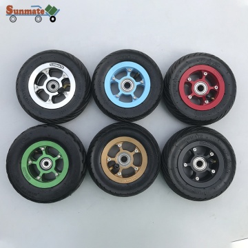 Multi Color 6 Inch Pneumatic Wheel for Skateboard - Aluminum Rim & Various Bearing Sizes