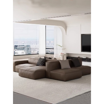 Italia minimalis tofu block sofa modular kulit