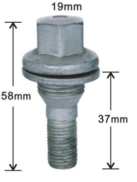19mm hex with washer lug bolts