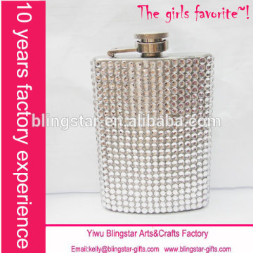stainless steel rhinestone crystal hip flask