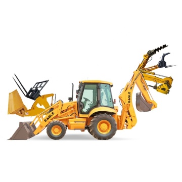 Traktor China 4x4 dengan loader dan backhoe