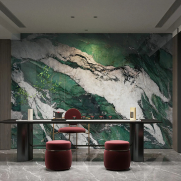 Extra Large Format Green Marble Sintered Stone Slab Tile - 1200x3000mm Porcelain Flooring