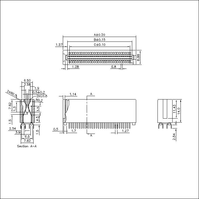 ECCS-XAAS0PB01 1.27MM Slot Straight DIP Connectors