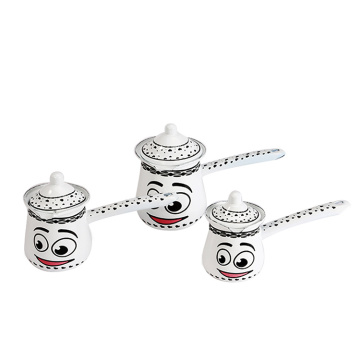 Factory Wholesales Traditional Decorated Perforated Turkish Cup Cartoon Enamel Coffee Pot Set