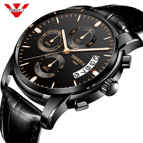 NIBOSI Luxury Brand Men Analog Digital Leather Sports Watches Men's Army Military Watch Man Quartz Clock 2020 Relogio Masculino