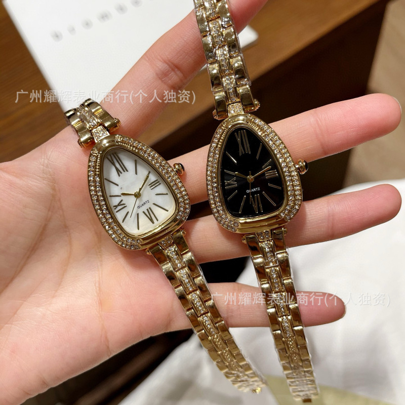 Diamond Snake Face Green Watch Vintage Style