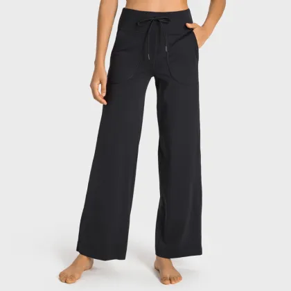 Comfy Lulu Buttery Soft Wide Leg Yoga Pants with Elastic Waist and Side Pockets