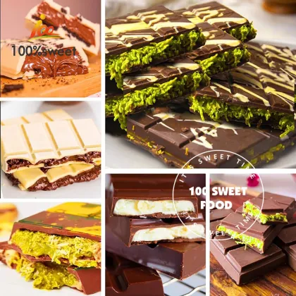 OEM Customized Handmade Chocolate Energy Bar with Big Pistachio Kataifi