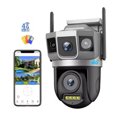Alarming Outdoor PTZ Dual Lens 4MP Wireless 4G LTE Security Camera