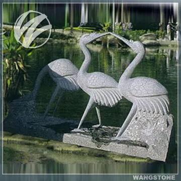 Lake Decor Elegant Granite Stone Crane Statue
