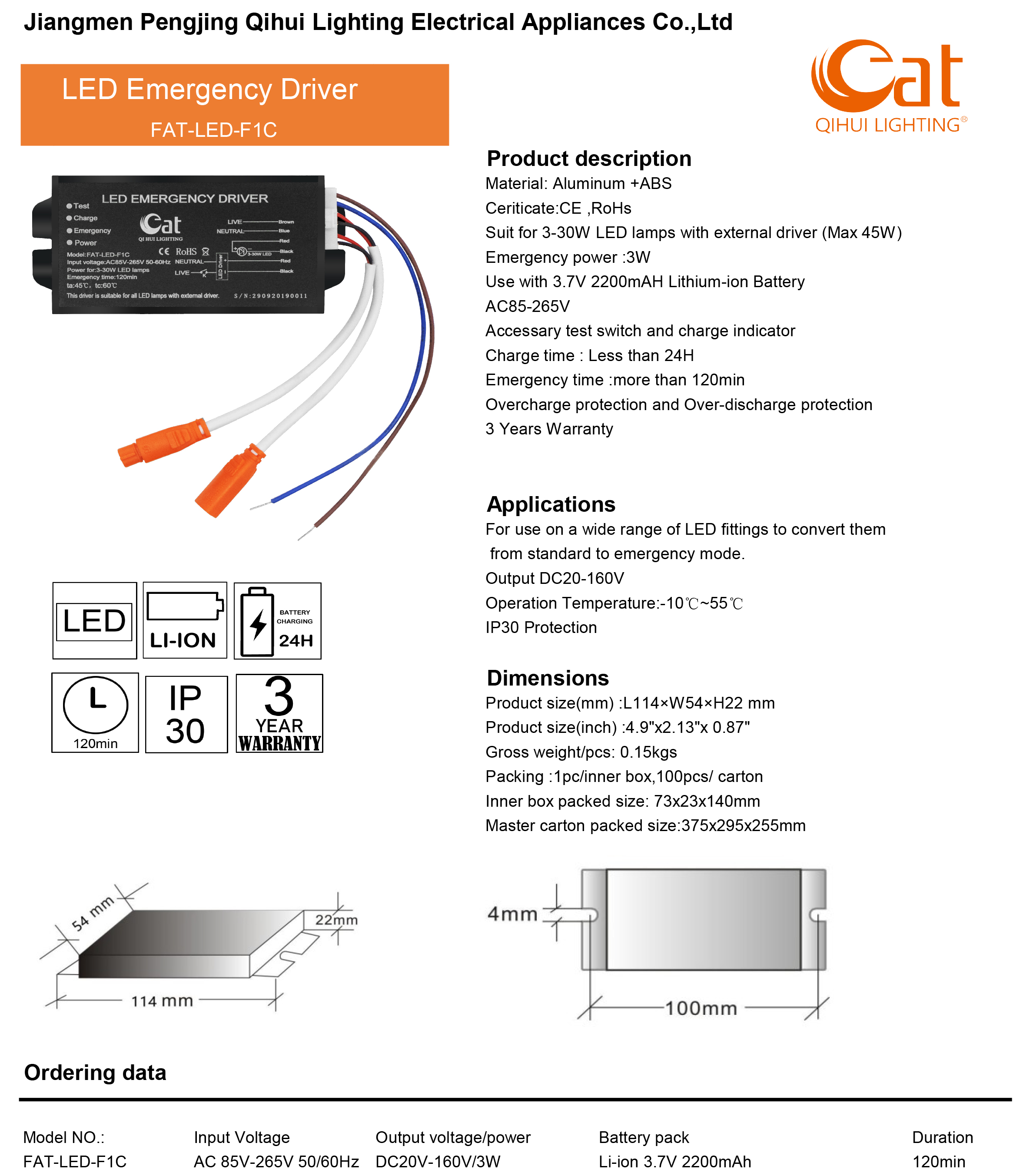 FAT-LED-F1C Spec