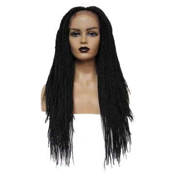 X-tress 28 Inch Straight Braided Wigs For Women Synthetic Hair Wig Small Senegalese Twist Lace Front Braids Wigs With Baby Hair