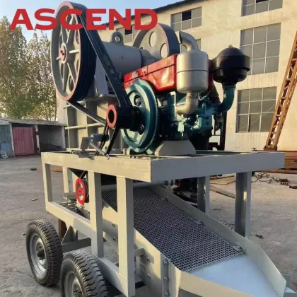 Portable Mobile Jaw Crusher Station 10tph Capacity Ascend Jaw Crusher with Wheels