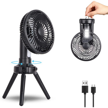 Portable LED Rechargeable Tripod Fan with USB Ceiling Function for Camping