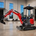2Ton Red Canopy Mini Excavator Auger Trench