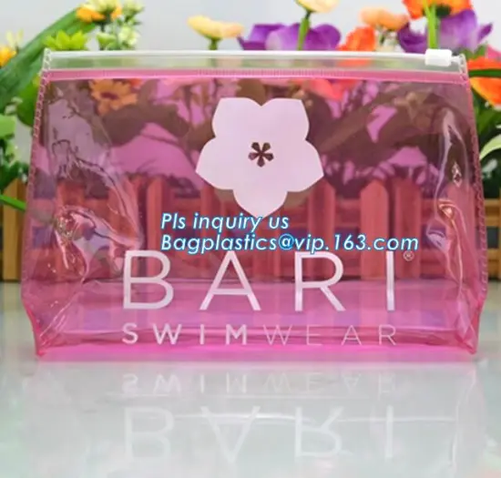 PVC cosmetic makeup brush bags pencil case, cosmetic pvc bag with slide industrial plastic bags, Custom pvc slider bag for cosme