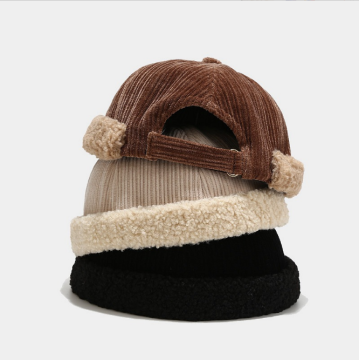 Women's Vintage Corduroy Stripe Brimless Warm Hat
