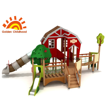 Peralatan Playground Merah Playhouse Luar Untuk Dijual