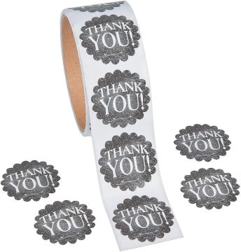Customized Chalkboard Thank You Stickers - 100 Count Wedding & Graduation Party Favors