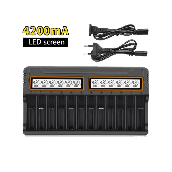 18650 Battery Charger: High-Speed AA Battery Charging Station with 12-Slot Adjustable Design