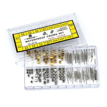 170-piece Stainless Steel Watch Crown &amp; Batang Penggantian Kit: Suku Cadang Air Tahan Air untuk 2836/8200/7009 Model