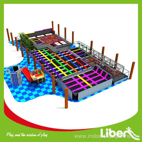 indoor trampoline park with ninjia course