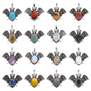 Gemstone 13X18mm Cabs Antique Silver Alloy Antique Silver Alloy Bat Pendant for DIY Making Jewelry