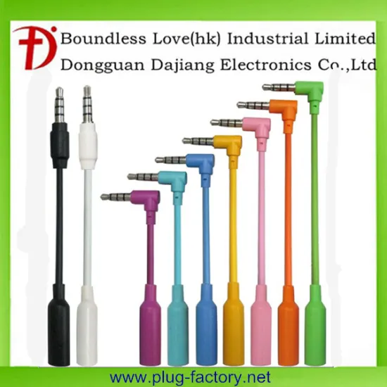 White color 3.5mm headphone cable 4-pole male to 4-pole female