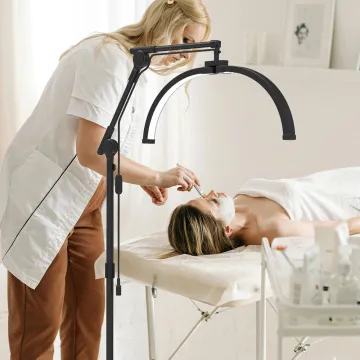 Half Moon Lash Light Arc Ring Lamp with Phone Clips for Beauty Salon Floor Lamp
