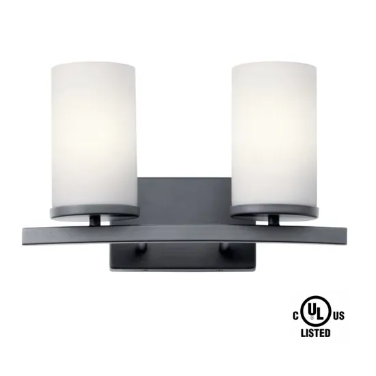 15 in 2 Light Black Wrought Iron Wall Lamp