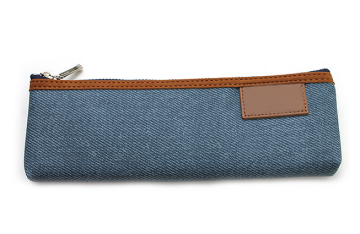 Custom small denim zipper pencil pouch