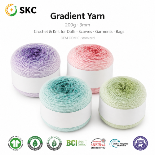 Fio misturado acrílico extravagante 200g 3mm tingido crochê boneca cachecol saco de vestuário super macio anti-pilling oem odm anel girado skc