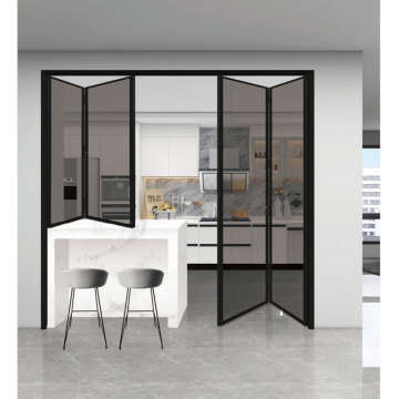 Aluminum Smoked Soundproof Glass Interior Sliding and Folding Doors