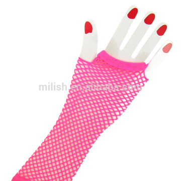 HEN-0040 wholesale Bride To Be Badge Hen Party long pink mesh gloves