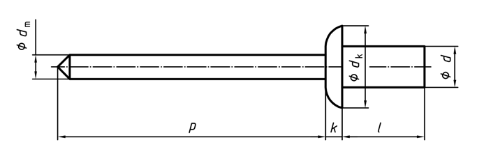 Rivet aveugle de la tête à extrémité fermée en acier / en acier