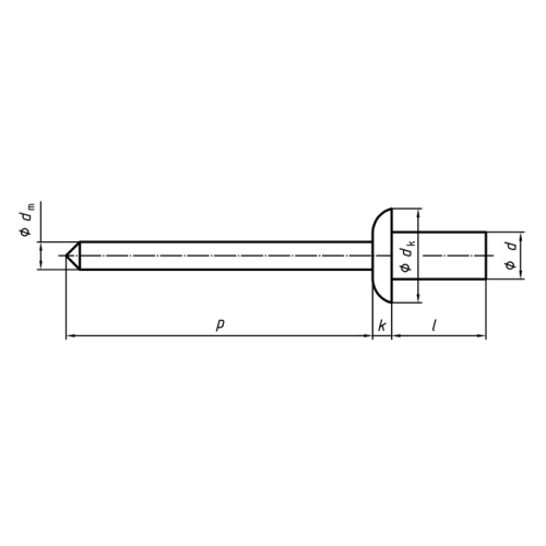 Steel/Steel closed end dome head blind rivet